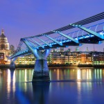 Millennium Bridge and Saint Paul Cathedral, London, UK